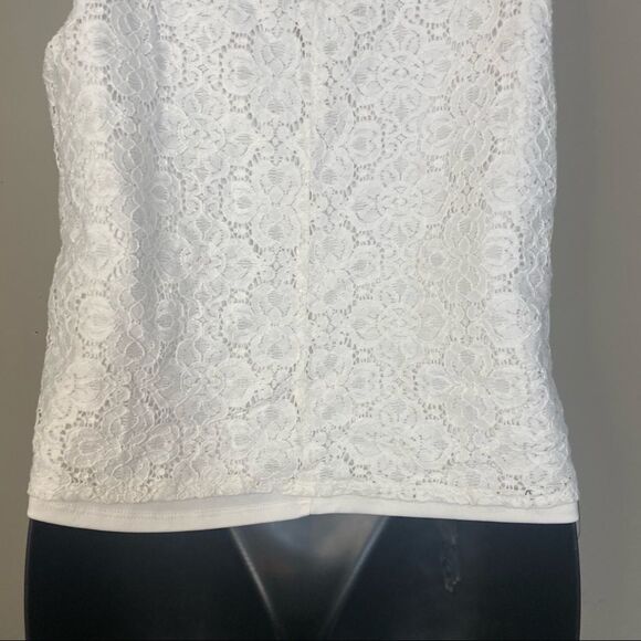 FOREVER21 knit Sleeveless white blouse double layer lace - Picture 7 of 14
